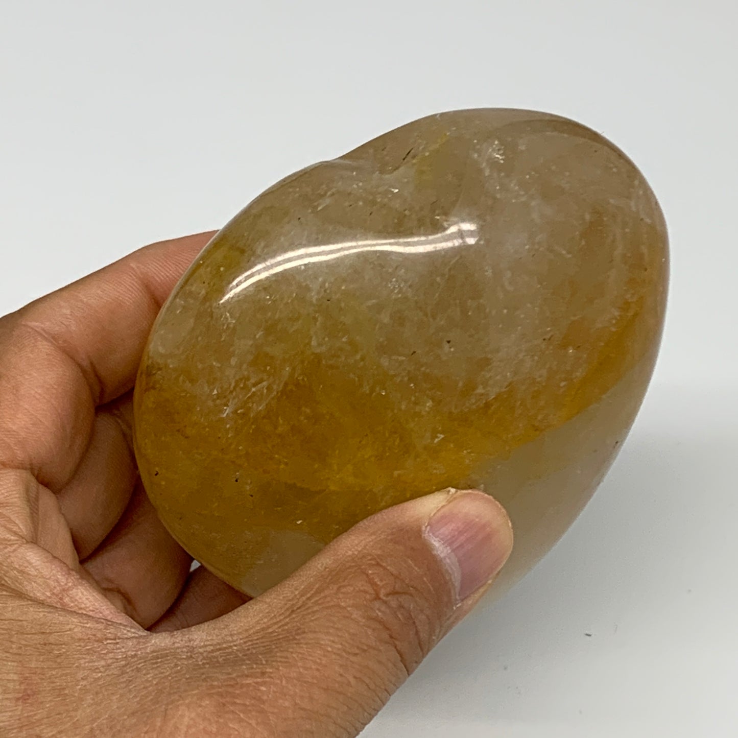 466.9g, 3.5"x3.6"x1.8" Yellow Healing Quartz Heart Crystal @Madagascar, B30576x