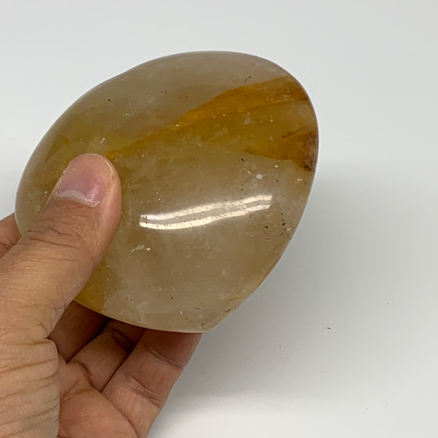 466.9g, 3.5"x3.6"x1.8" Yellow Healing Quartz Heart Crystal @Madagascar, B30576x