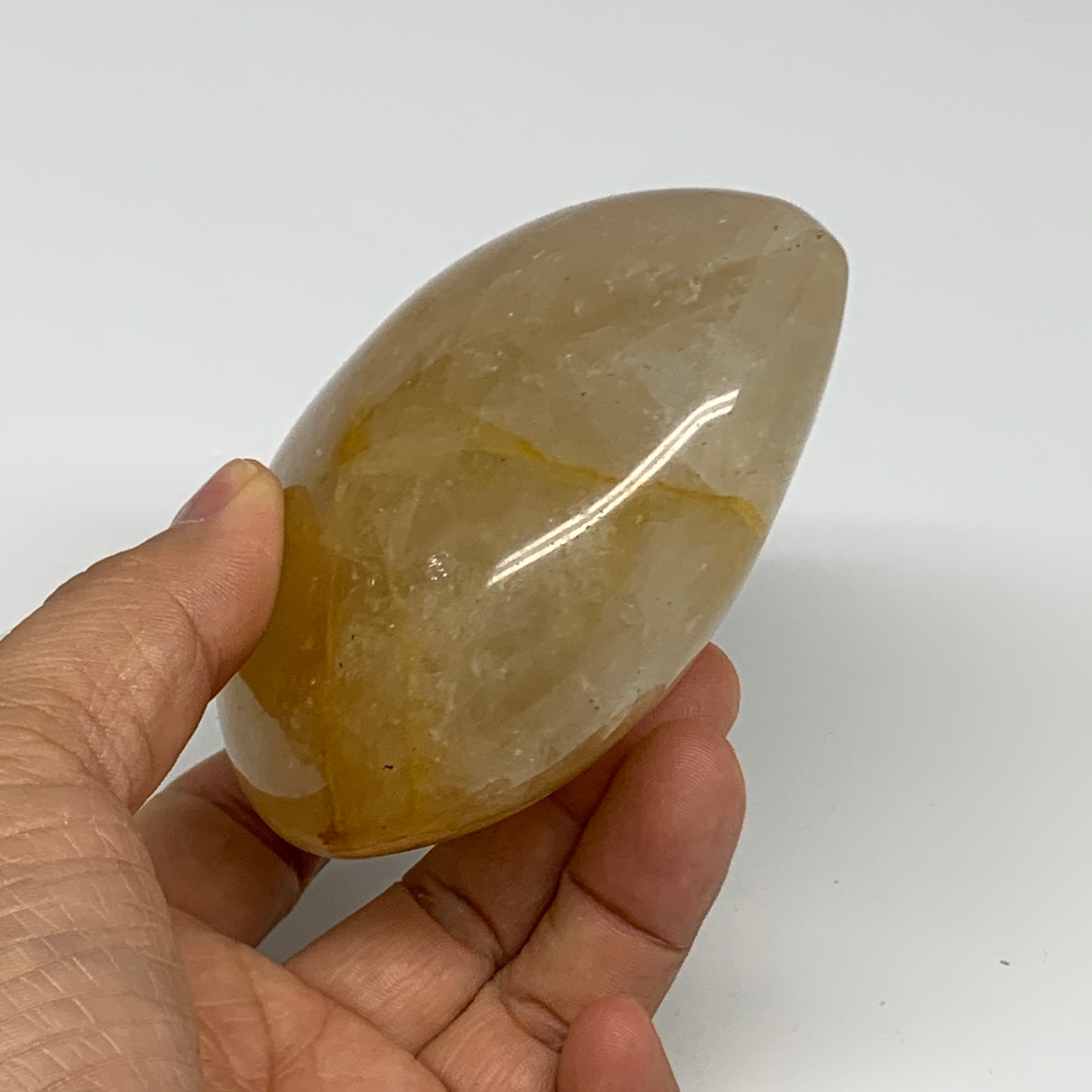 466.9g, 3.5"x3.6"x1.8" Yellow Healing Quartz Heart Crystal @Madagascar, B30576x