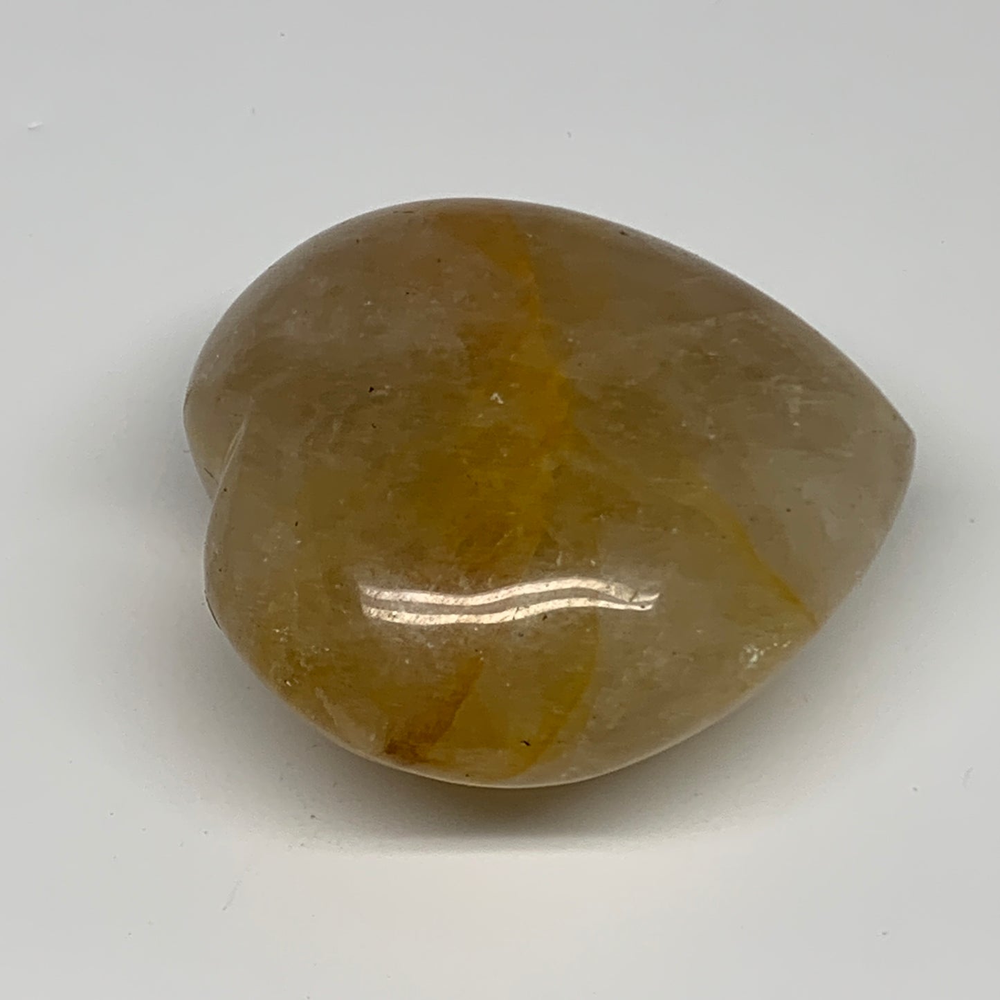 466.9g, 3.5"x3.6"x1.8" Yellow Healing Quartz Heart Crystal @Madagascar, B30576x