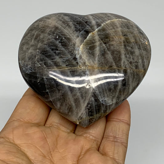 0.55 lbs, 3"x3.2"x1.2", Black Moonstone Heart Polished Crystal Decor, B37835