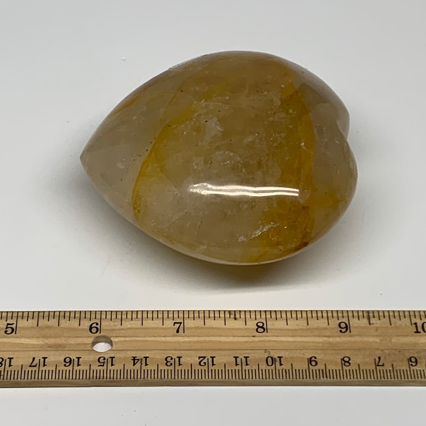 466.9g, 3.5"x3.6"x1.8" Yellow Healing Quartz Heart Crystal @Madagascar, B30576x