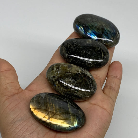 194.2g, 2"-2.1", 4pcs, Labradorite Palm-stone Polished Gemstone, B35550