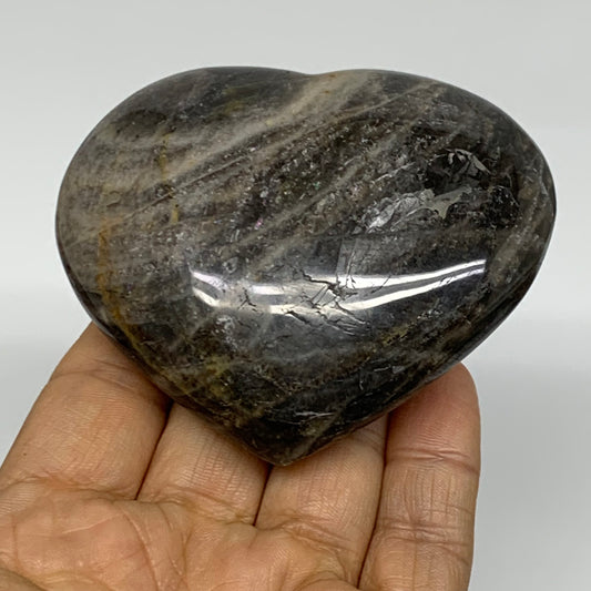 0.41 lbs, 2.6"x3.1"x1.2", Black Moonstone Heart Polished Crystal Decor, B37836