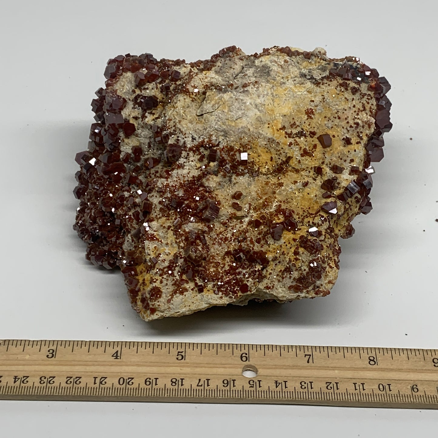 3.95 lbs, 5.6"x5.3"x2.4", Vanadinite Crystals Cluster Mineral Specimens, B34005