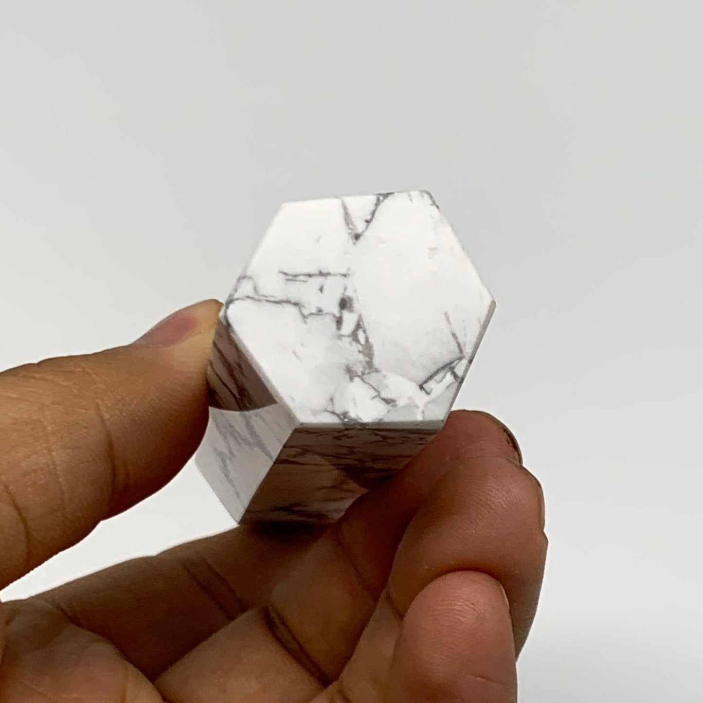 110.1g, 3.7"x0.9"x0.9", Natural Howlite Point Tower Obelisk Crystal, B29079