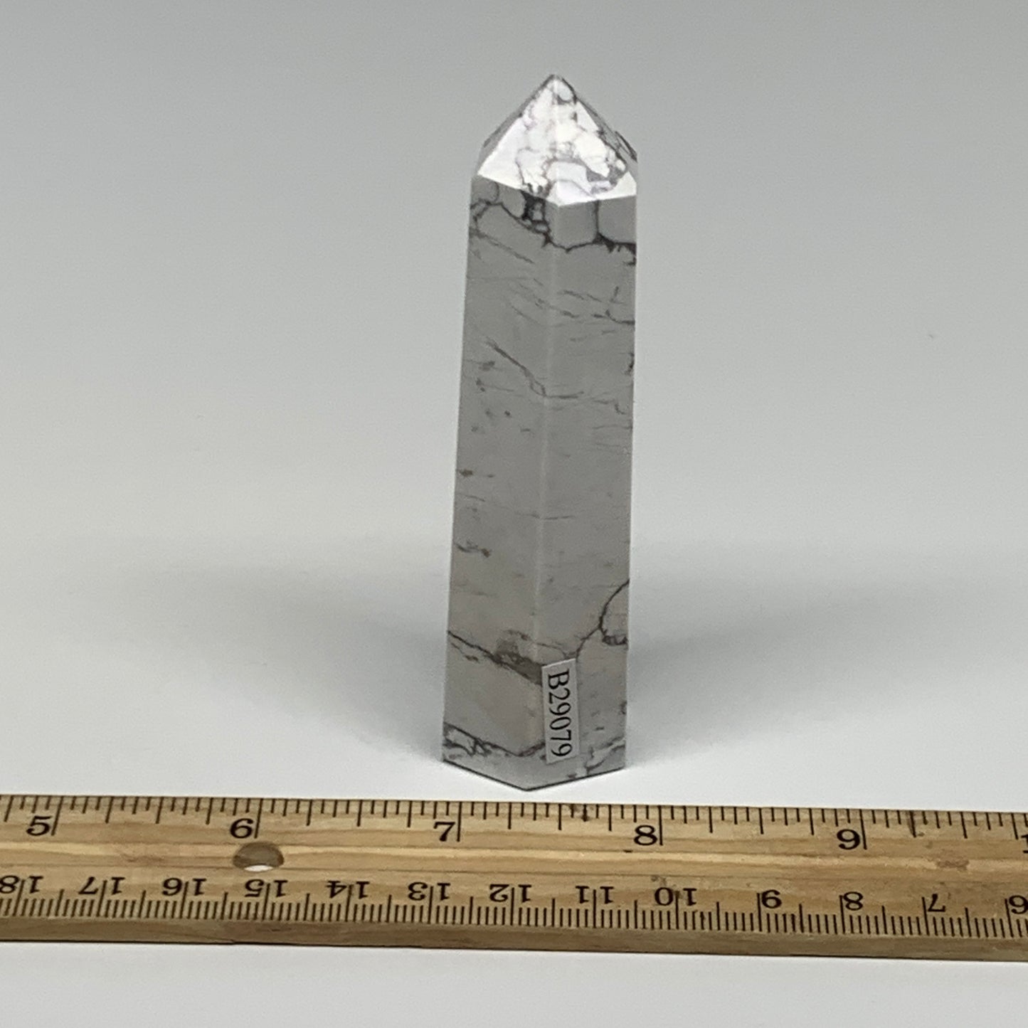 110.1g, 3.7"x0.9"x0.9", Natural Howlite Point Tower Obelisk Crystal, B29079