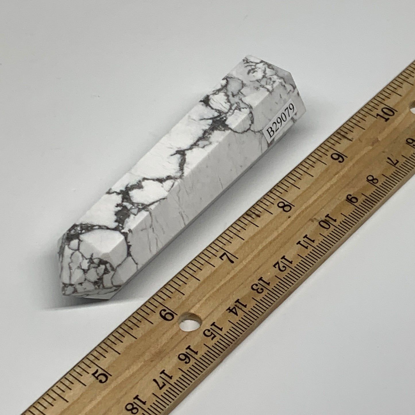 110.1g, 3.7"x0.9"x0.9", Natural Howlite Point Tower Obelisk Crystal, B29079