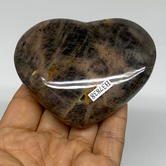 0.41 lbs, 2.6"x3.3"x1", Black Moonstone Heart Polished Crystal Decor, B37838