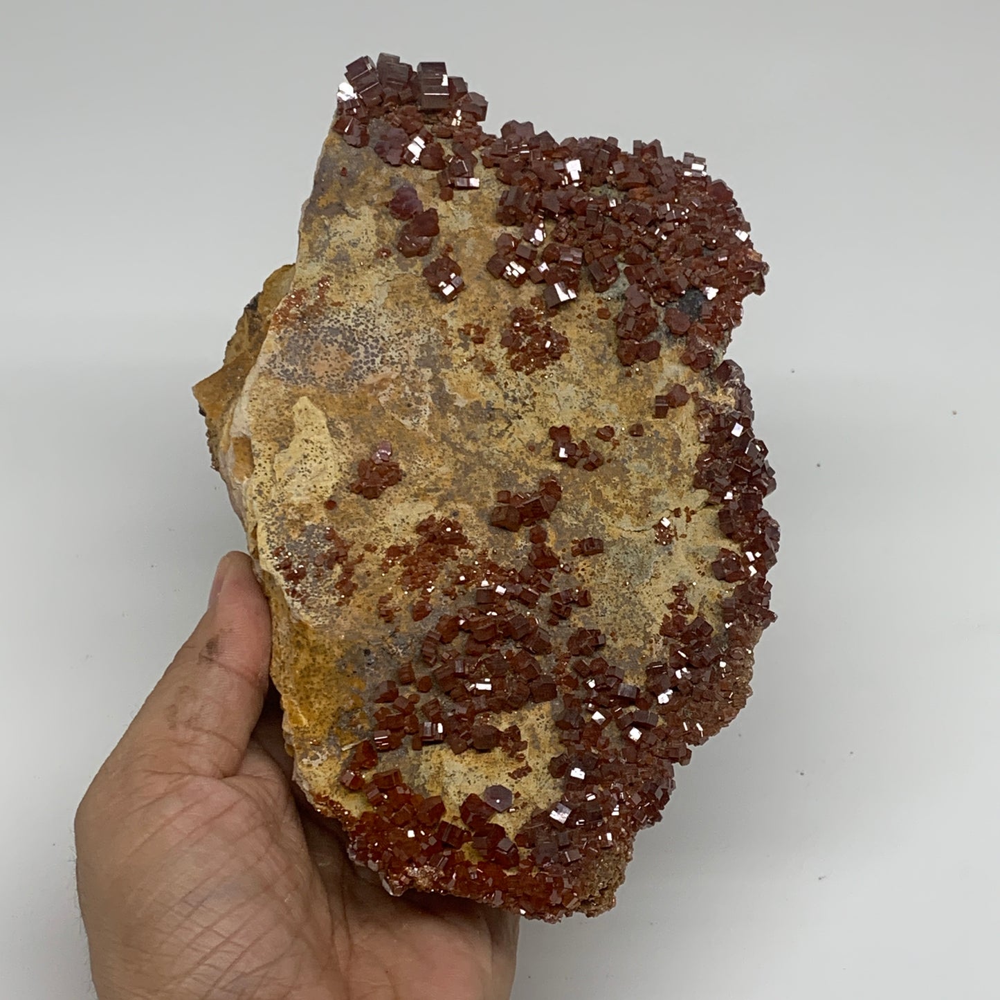 2.1 lbs, 7"x4.9"x1.8", Vanadinite Crystals Cluster Mineral Specimens, B34007