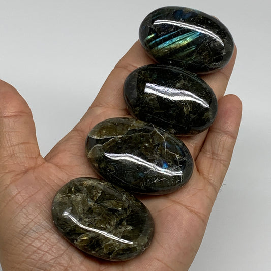 189.9g, 1.8"-2", 4pcs, Labradorite Palm-stone Polished Gemstone, B35552