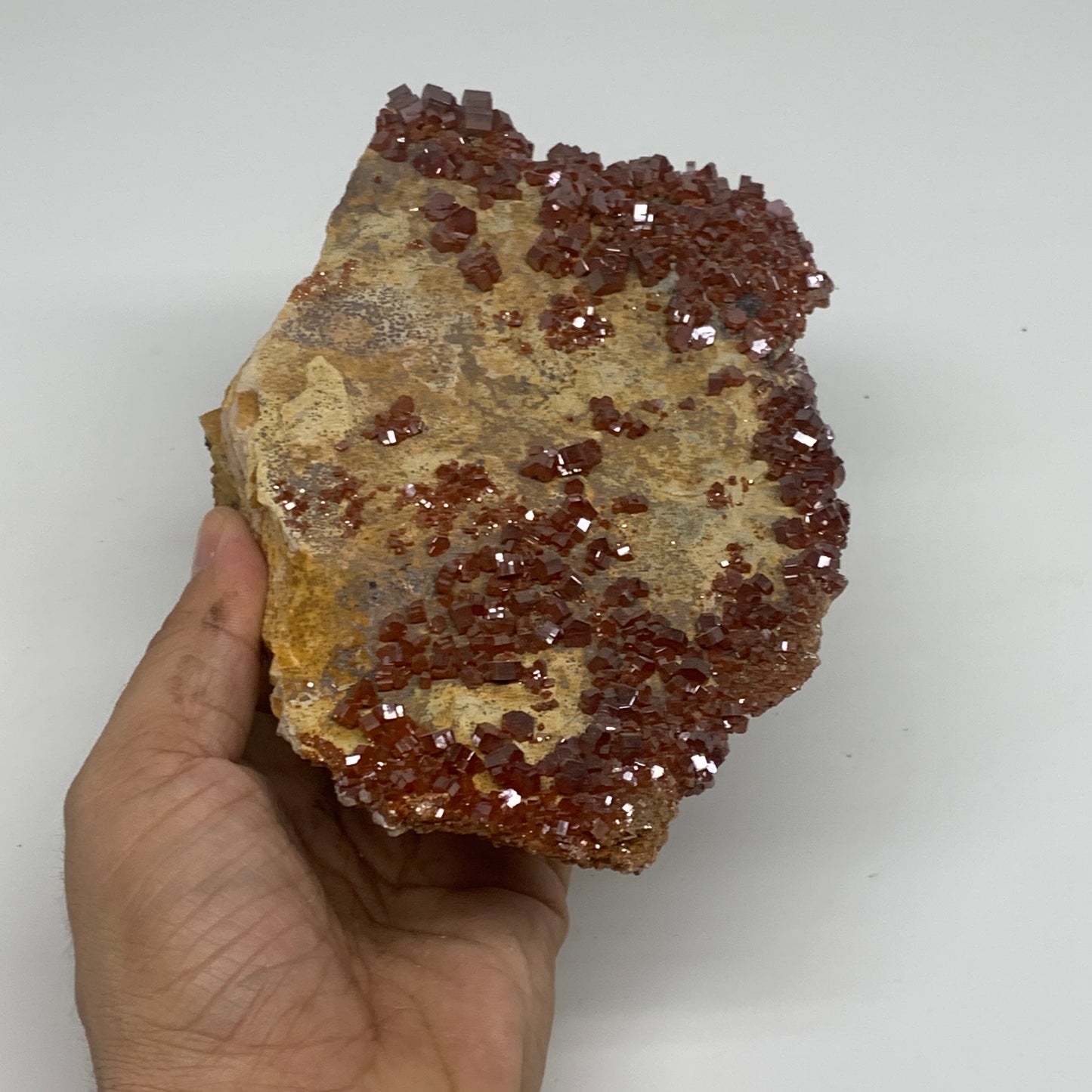2.1 lbs, 7"x4.9"x1.8", Vanadinite Crystals Cluster Mineral Specimens, B34007