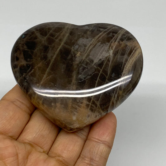 0.35 lbs, 2.6"x3"x0.9", Black Moonstone Heart Polished Crystal Decor, B37839