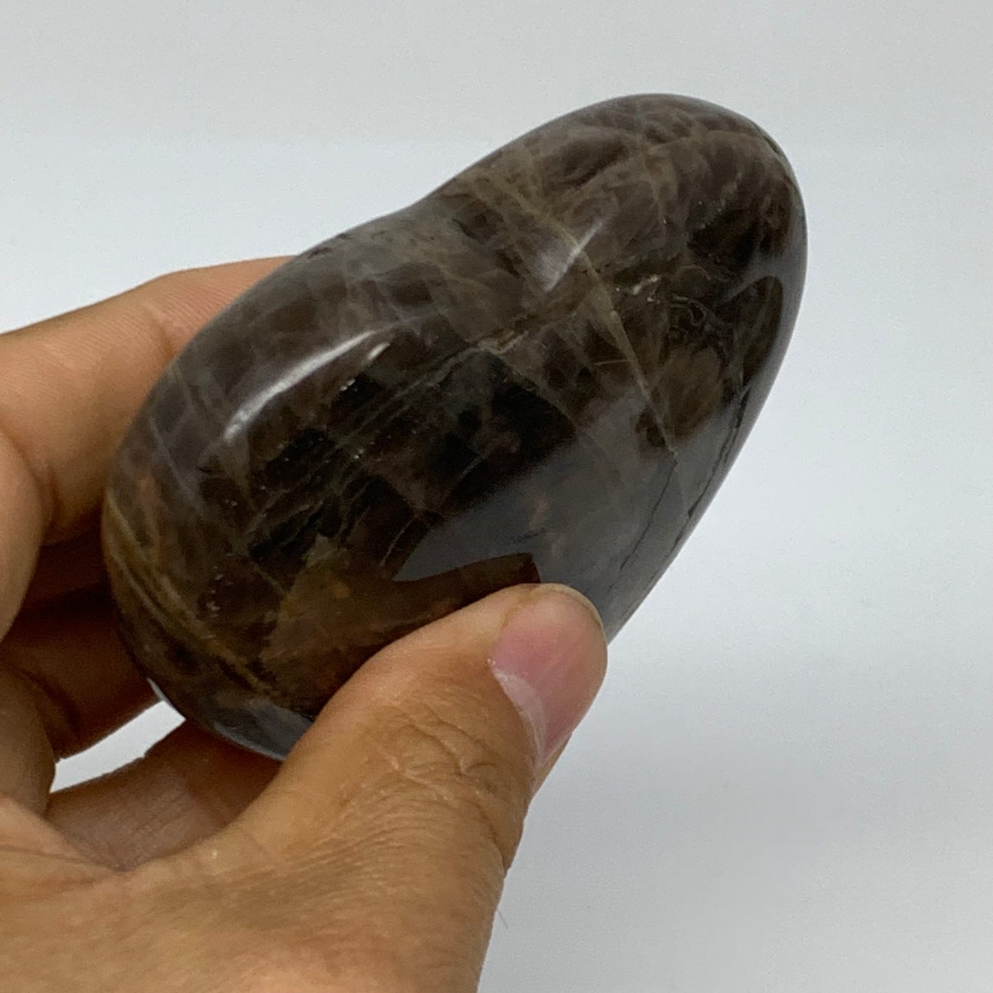 0.35 lbs, 2.6"x3"x0.9", Black Moonstone Heart Polished Crystal Decor, B37839