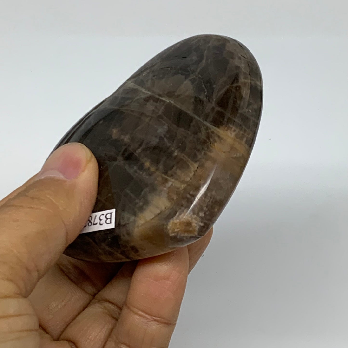 0.35 lbs, 2.6"x3"x0.9", Black Moonstone Heart Polished Crystal Decor, B37839