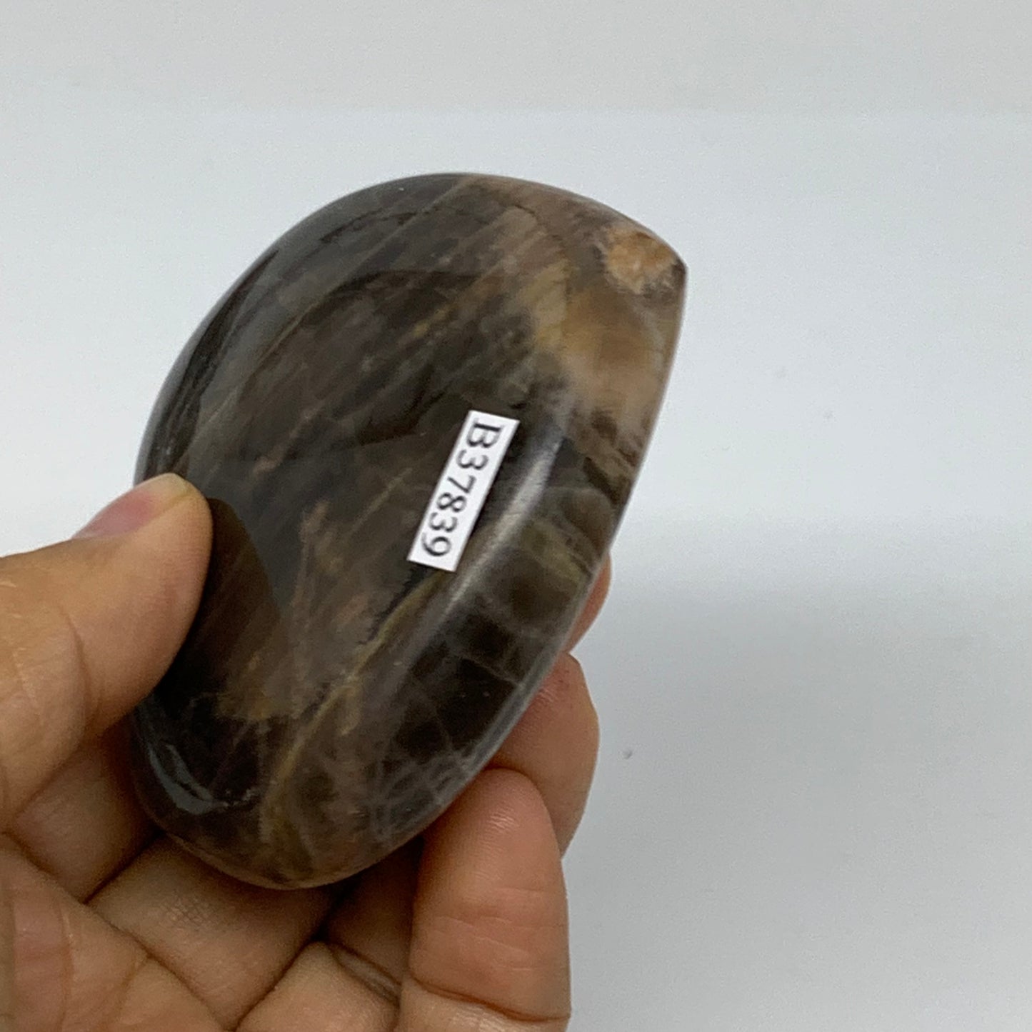 0.35 lbs, 2.6"x3"x0.9", Black Moonstone Heart Polished Crystal Decor, B37839