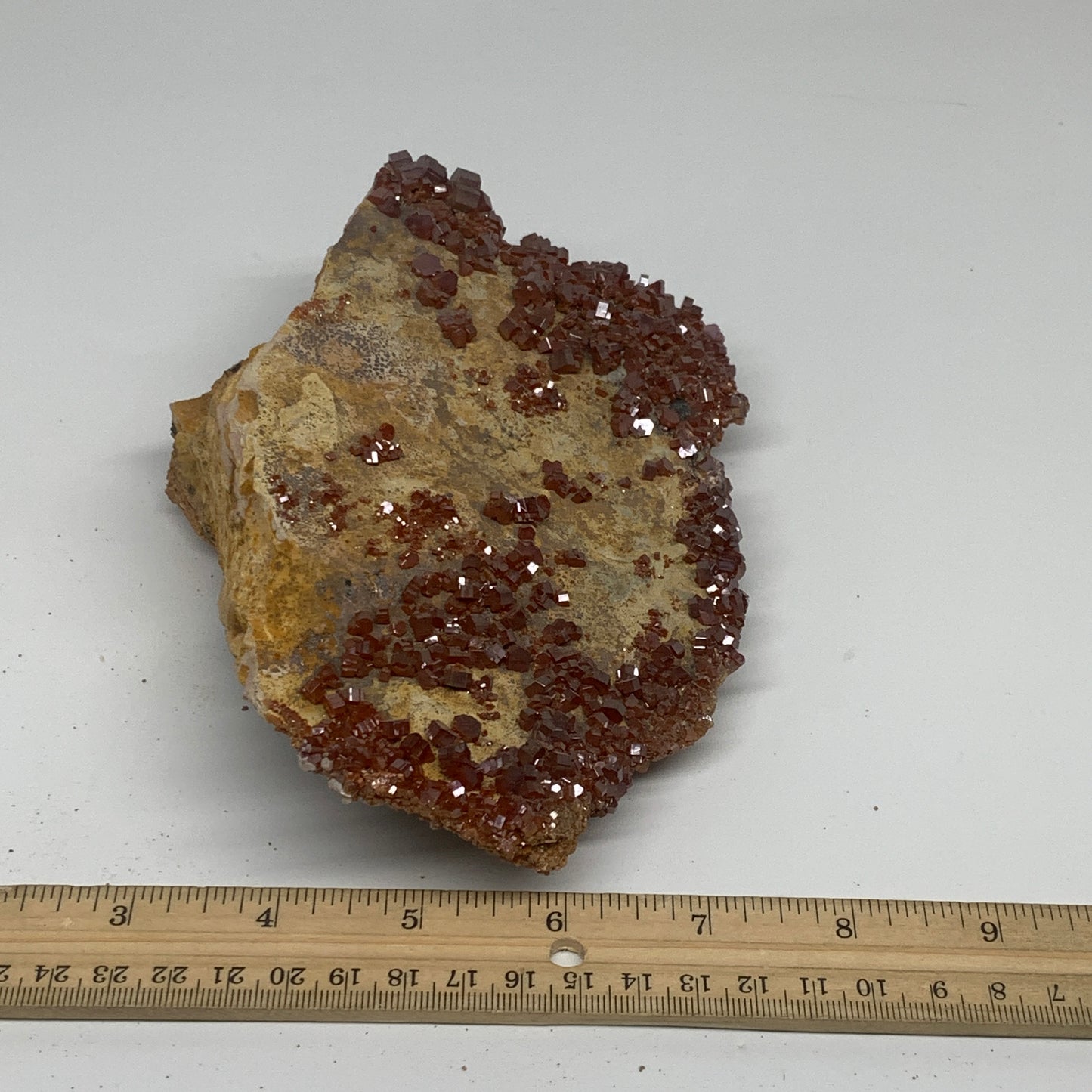 2.1 lbs, 7"x4.9"x1.8", Vanadinite Crystals Cluster Mineral Specimens, B34007