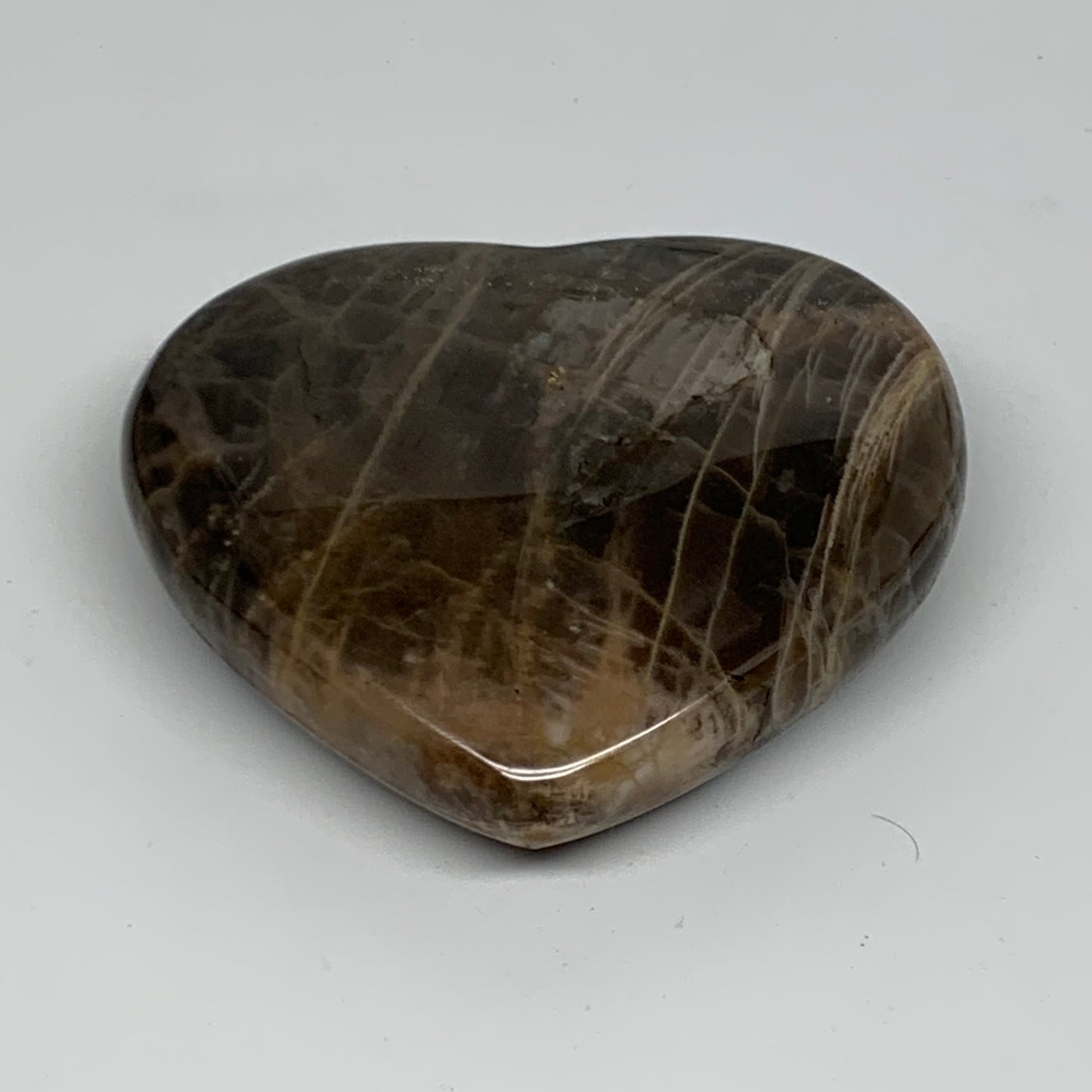 0.35 lbs, 2.6"x3"x0.9", Black Moonstone Heart Polished Crystal Decor, B37839