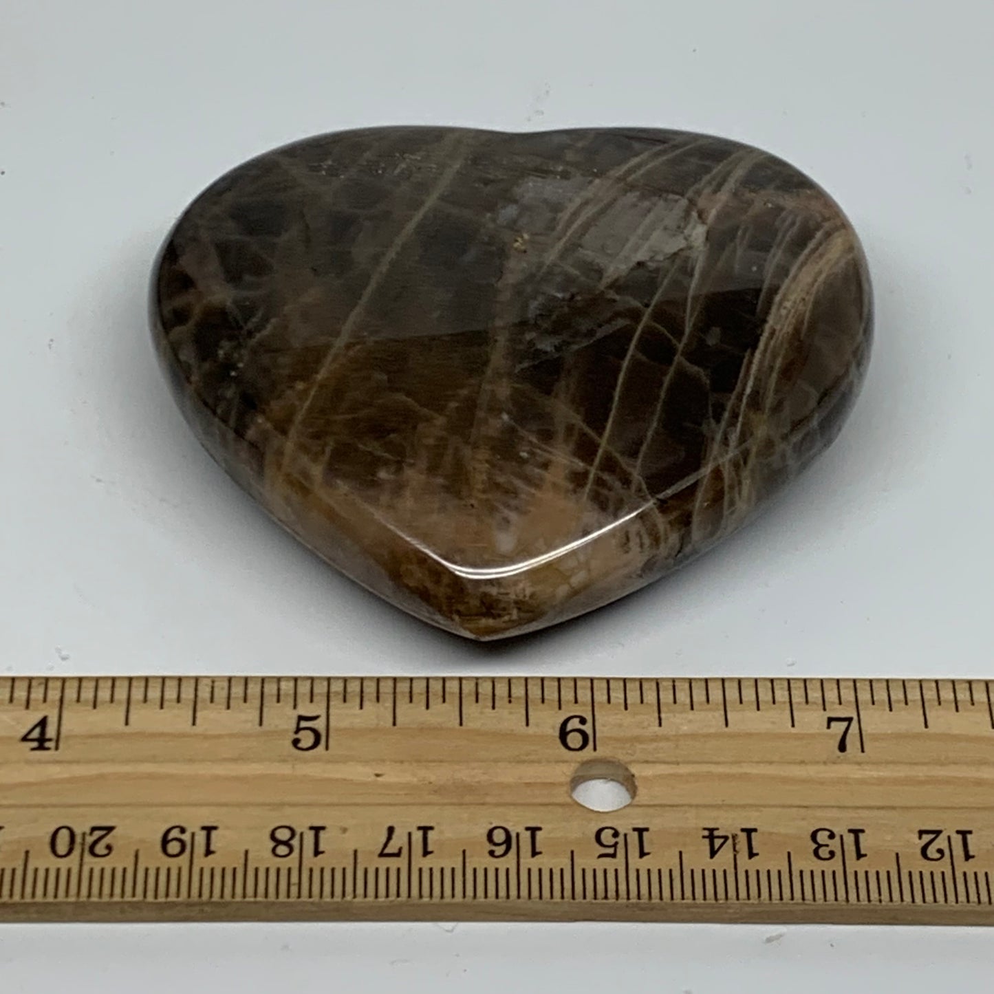 0.35 lbs, 2.6"x3"x0.9", Black Moonstone Heart Polished Crystal Decor, B37839