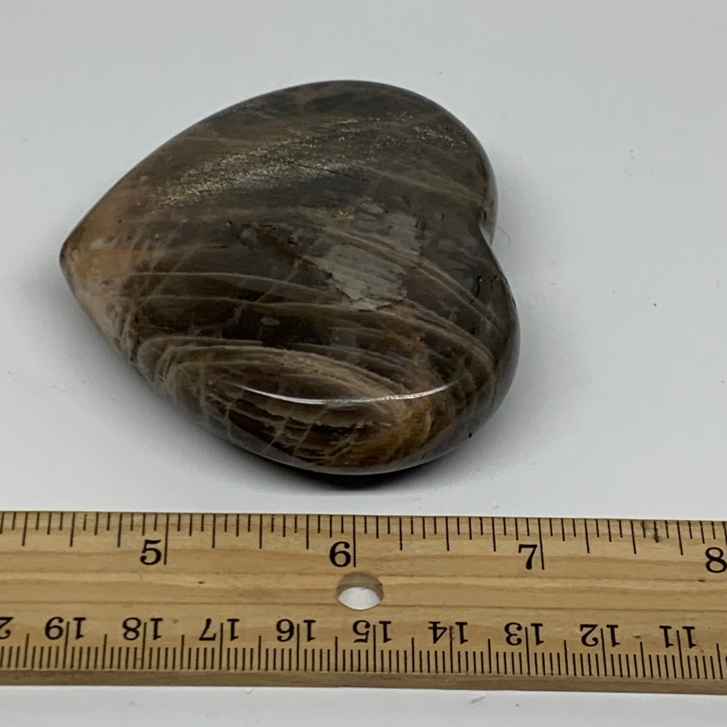 0.35 lbs, 2.6"x3"x0.9", Black Moonstone Heart Polished Crystal Decor, B37839