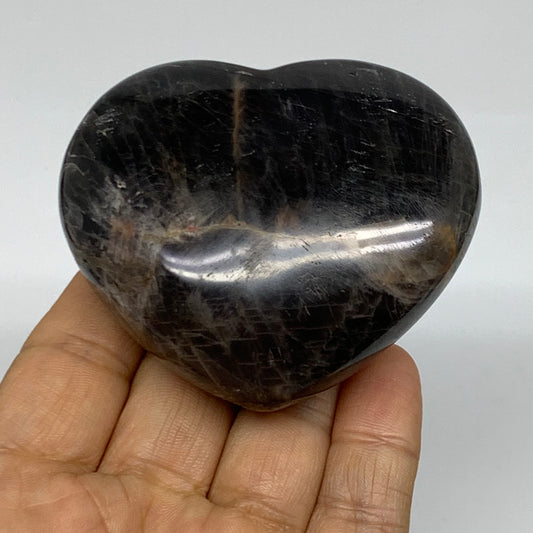 0.39 lbs, 2.4"x2.8"x1.2", Black Moonstone Heart Polished Crystal Decor, B37840