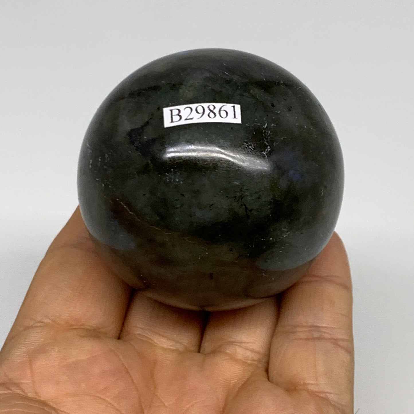 221.4g, 2.1"(53mm), Labradorite Sphere Gemstone,Crystal @Madagascar, B29861