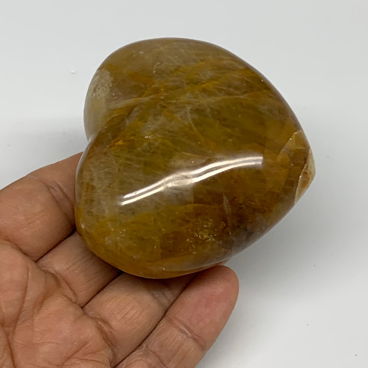 205.4g, 2.4"x2.7"x1.4" Yellow Healing Quartz Heart Crystal @Madagascar, B30571