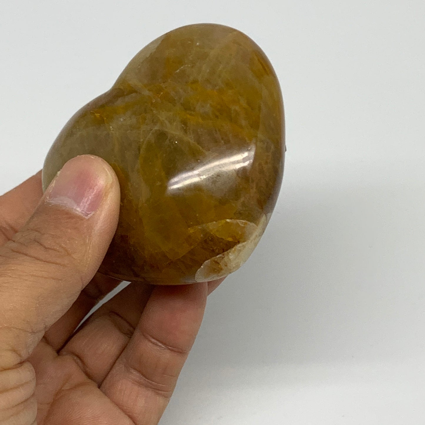 205.4g, 2.4"x2.7"x1.4" Yellow Healing Quartz Heart Crystal @Madagascar, B30571