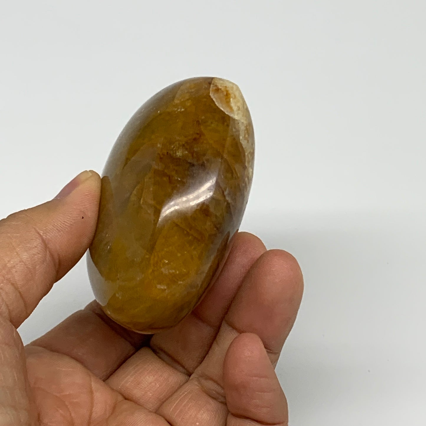 205.4g, 2.4"x2.7"x1.4" Yellow Healing Quartz Heart Crystal @Madagascar, B30571