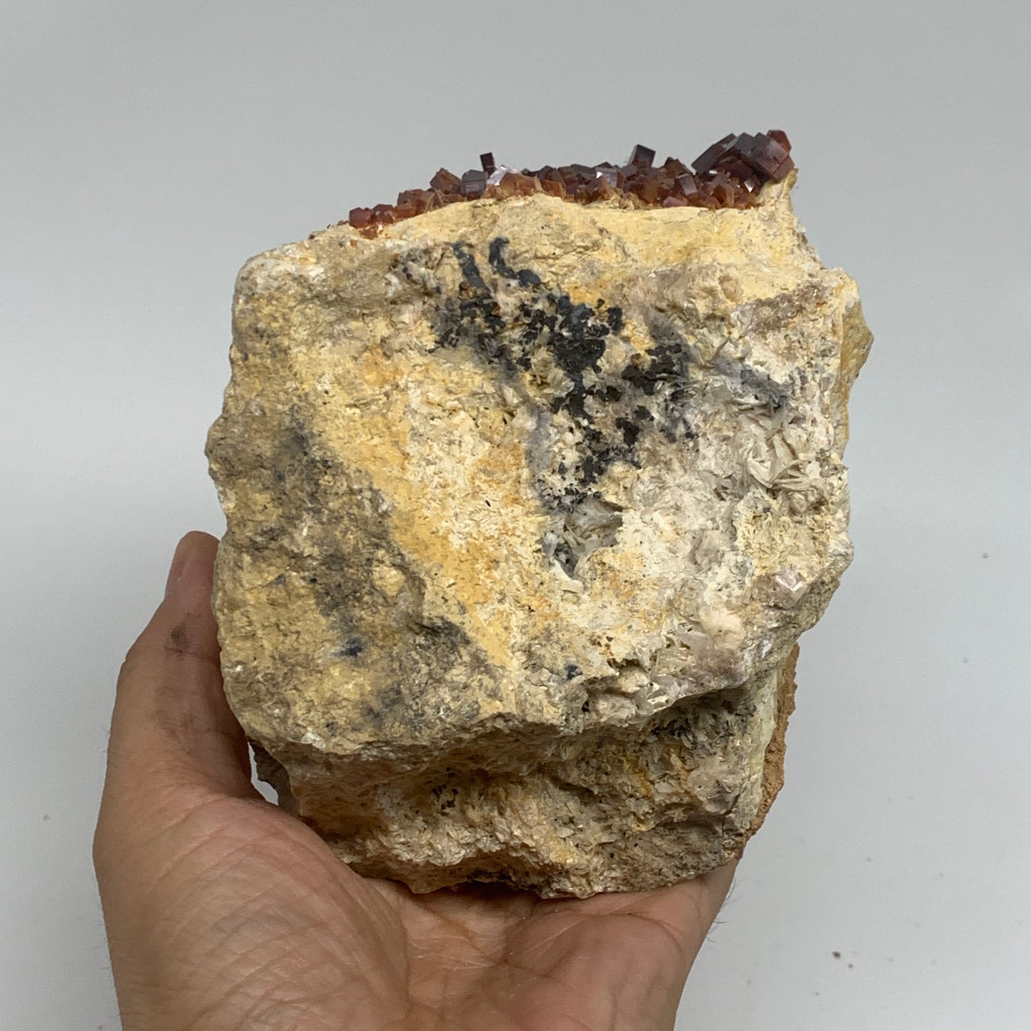 4.19 lbs, 4.6"x4.1"x2.9", Vanadinite Crystals Cluster Mineral Specimens, B34009