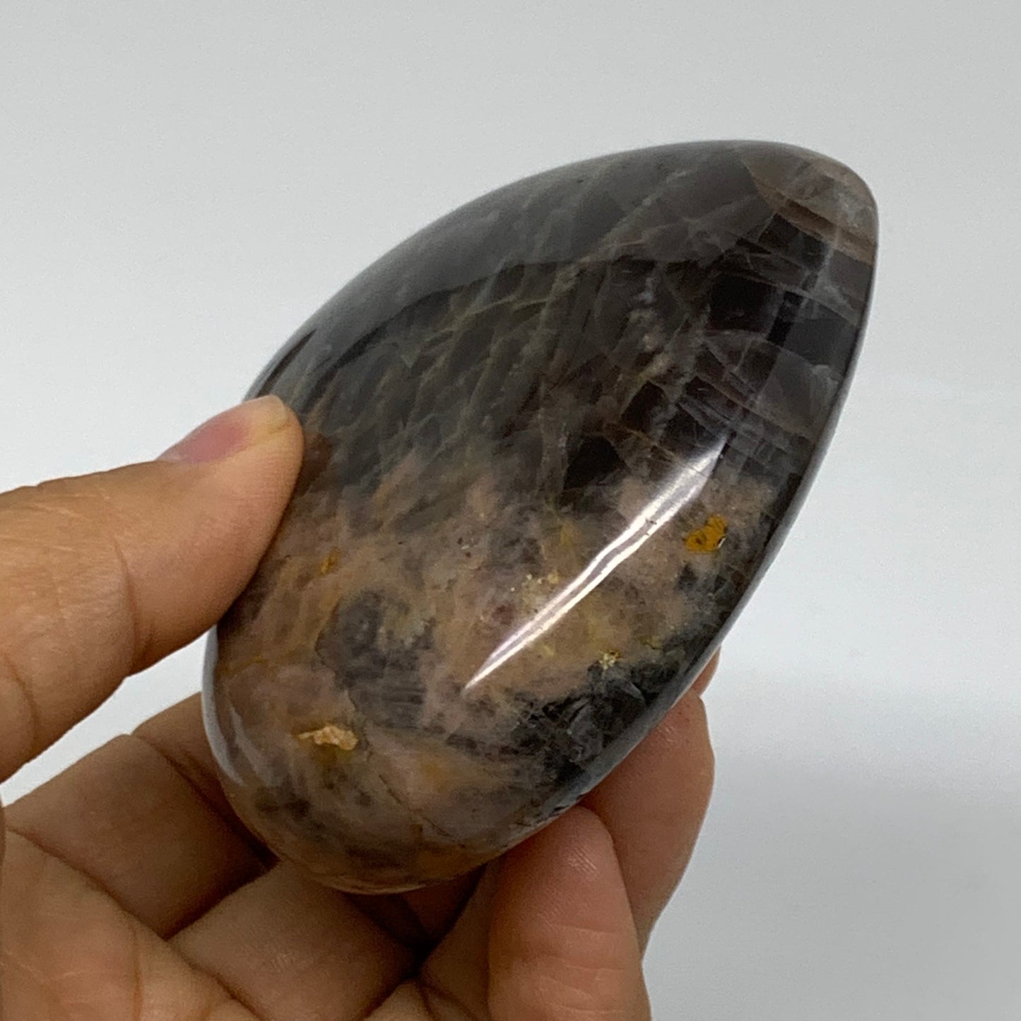 0.56 lbs, 2.9"x3.2"x1.2", Black Moonstone Heart Polished Crystal Decor, B37841
