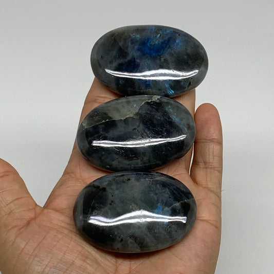 174.7g, 2.2"-2.3", 3pcs, Labradorite Palm-stone Polished Gemstone, B35554