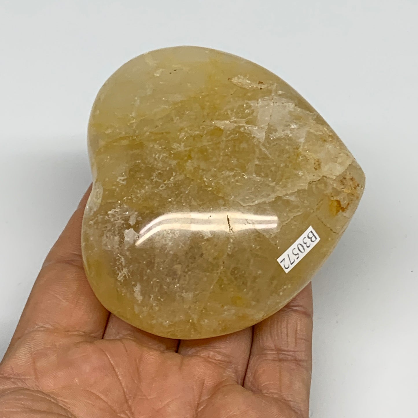 237.8g, 2.7"x3.1"x1.2" Yellow Healing Quartz Heart Crystal @Madagascar, B30572