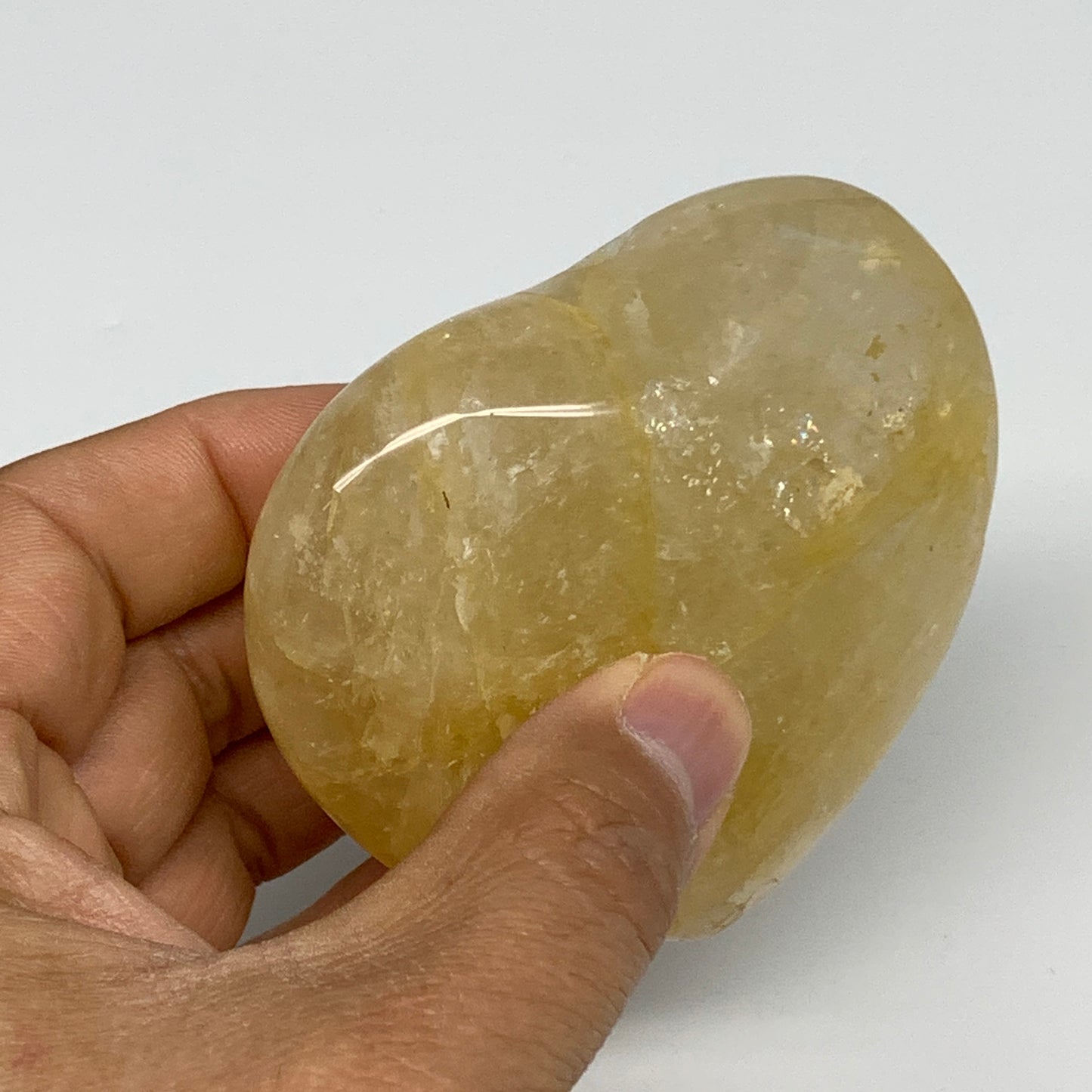 237.8g, 2.7"x3.1"x1.2" Yellow Healing Quartz Heart Crystal @Madagascar, B30572