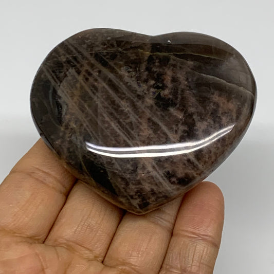 0.27 lbs, 2.3"x2.8"x0.9", Black Moonstone Heart Polished Crystal Decor, B37842