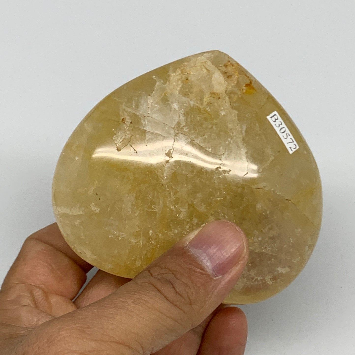 237.8g, 2.7"x3.1"x1.2" Yellow Healing Quartz Heart Crystal @Madagascar, B30572