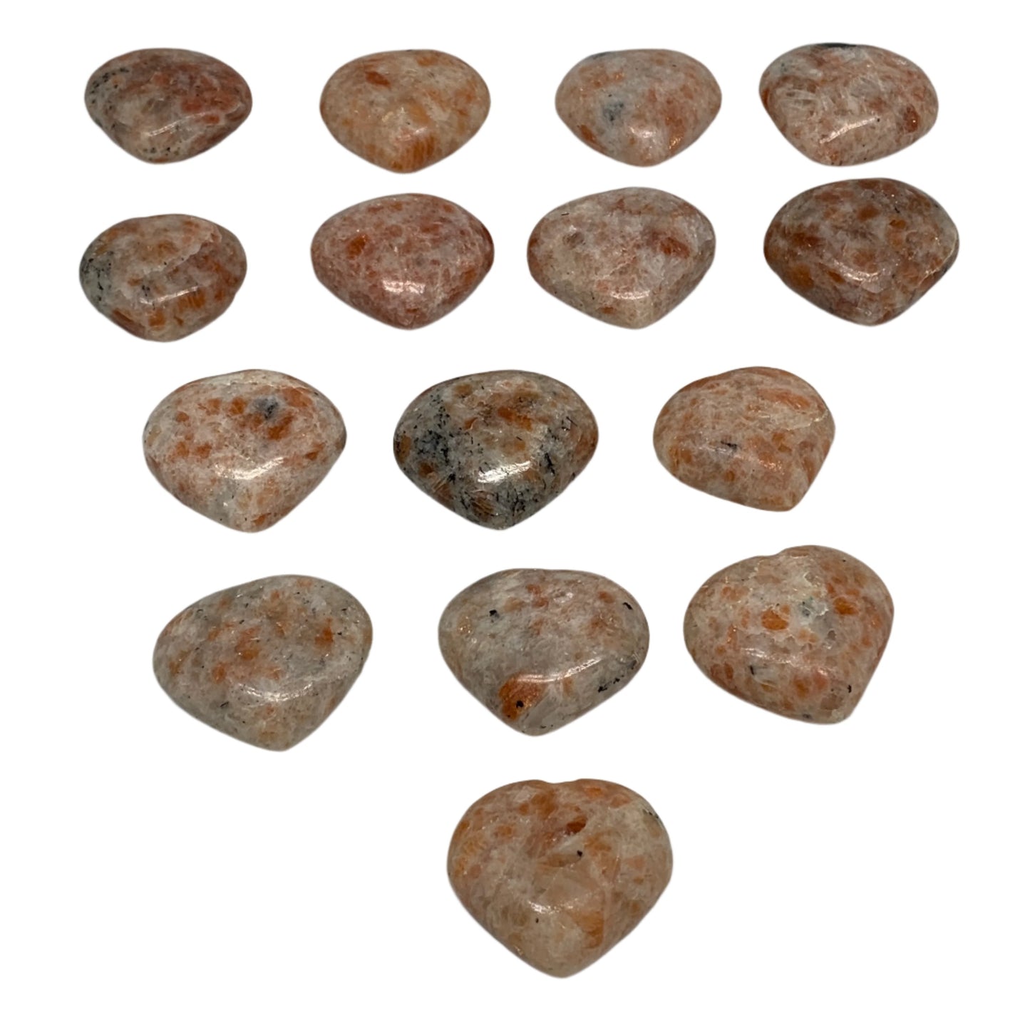 1030g (2.27 lbs) ,15 pcs, 1.6"- 1.9", Sunstone Hearts from India, B34798