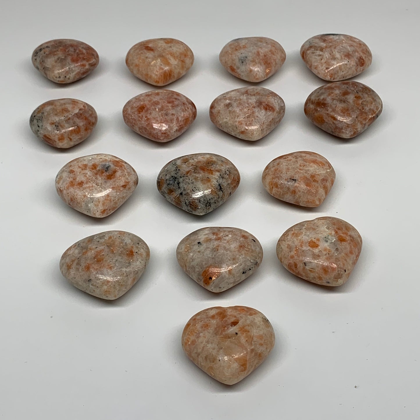 1030g (2.27 lbs) ,15 pcs, 1.6"- 1.9", Sunstone Hearts from India, B34798