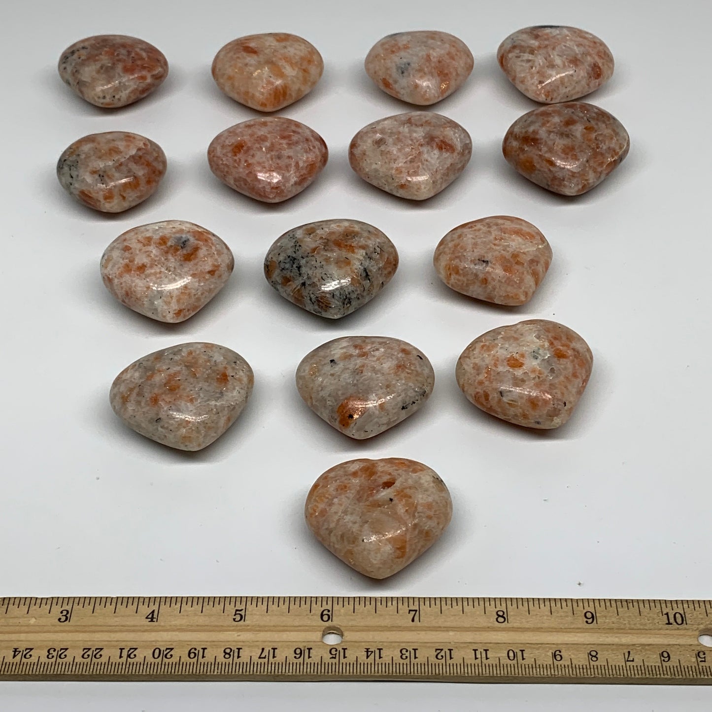 1030g (2.27 lbs) ,15 pcs, 1.6"- 1.9", Sunstone Hearts from India, B34798