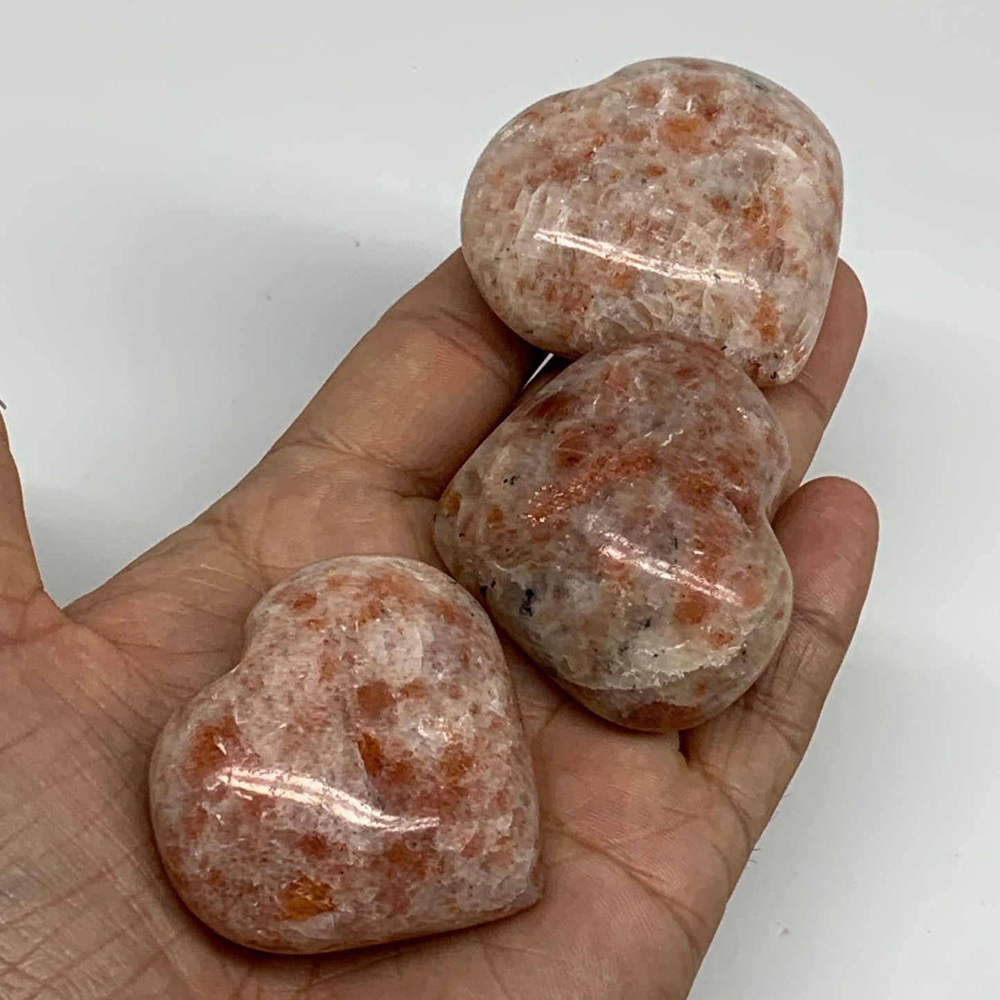 1030g (2.27 lbs) ,15 pcs, 1.6"- 1.9", Sunstone Hearts from India, B34798