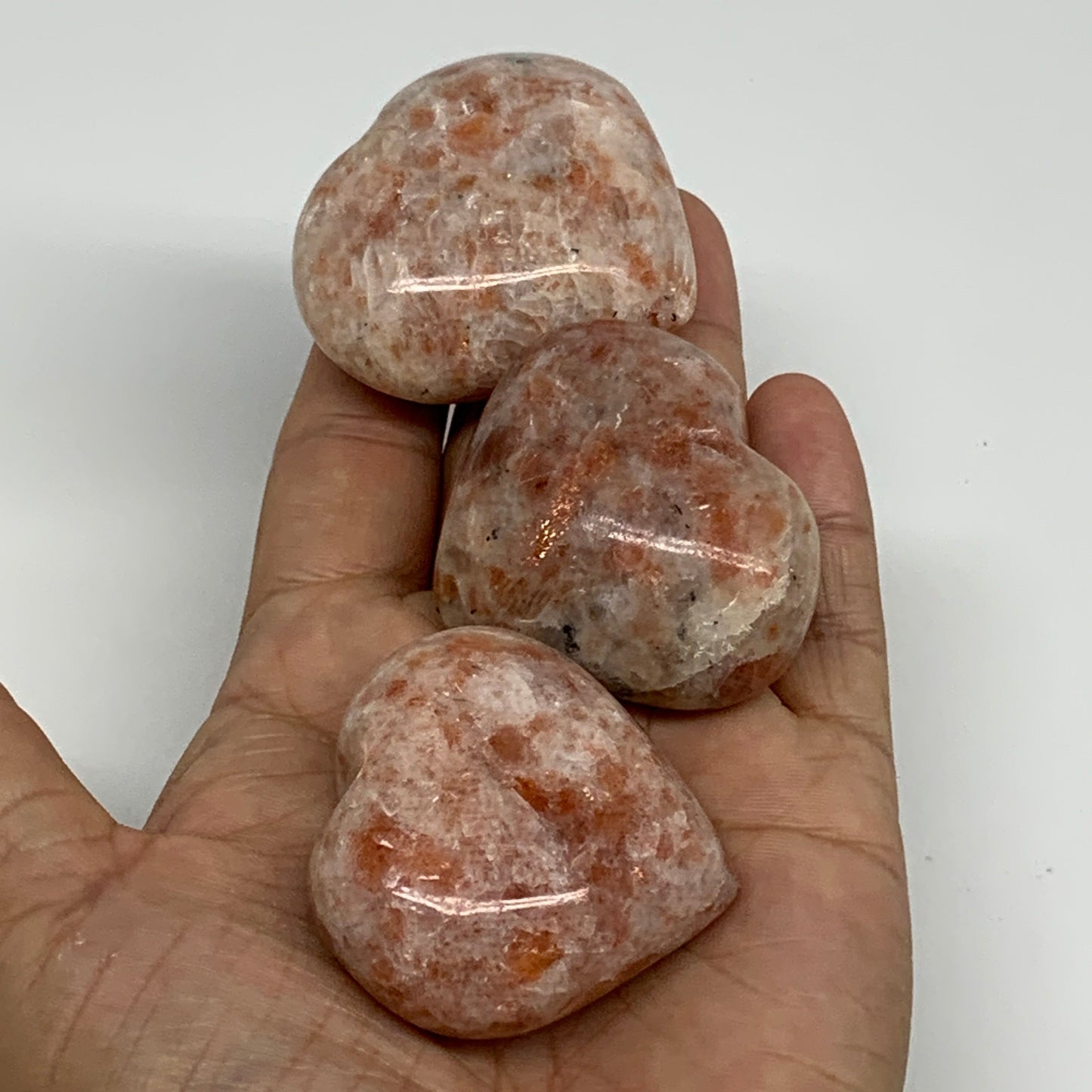 1030g (2.27 lbs) ,15 pcs, 1.6"- 1.9", Sunstone Hearts from India, B34798