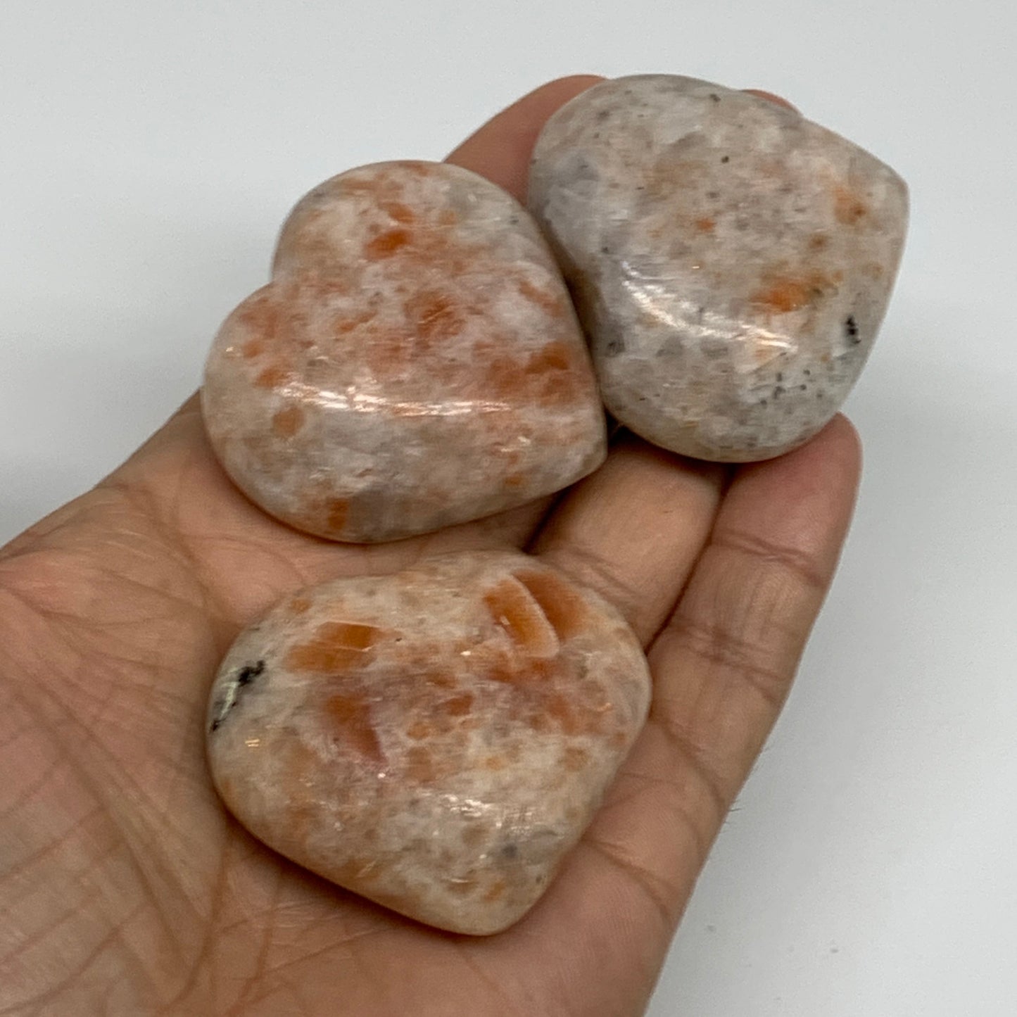 1030g (2.27 lbs) ,15 pcs, 1.6"- 1.9", Sunstone Hearts from India, B34798