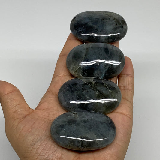 207.1g, 2.1"-2.2", 4pcs, Labradorite Palm-stone Polished Gemstone, B35555