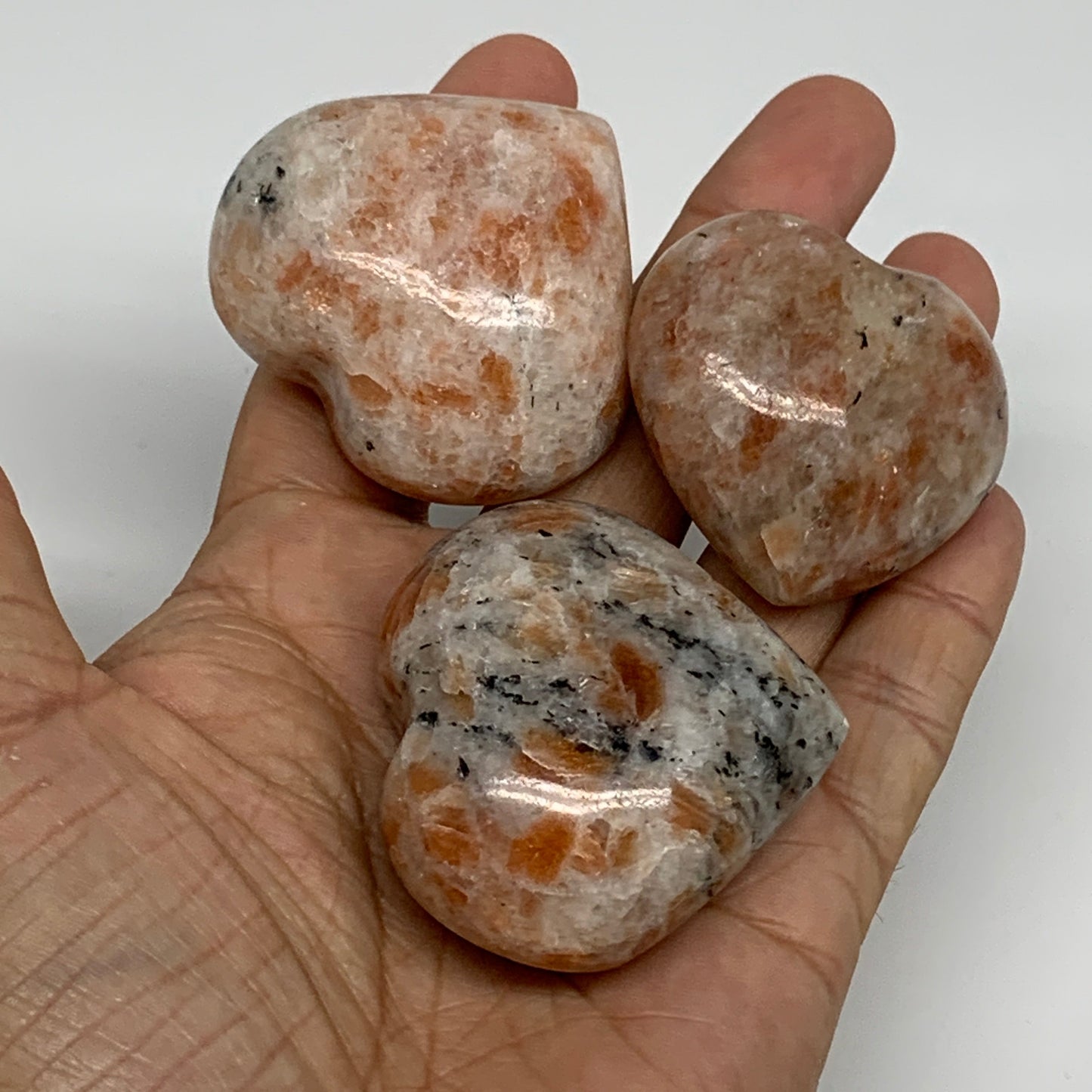 1030g (2.27 lbs) ,15 pcs, 1.6"- 1.9", Sunstone Hearts from India, B34798