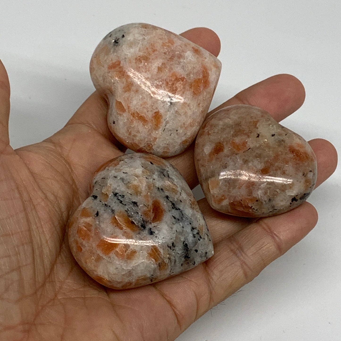 1030g (2.27 lbs) ,15 pcs, 1.6"- 1.9", Sunstone Hearts from India, B34798