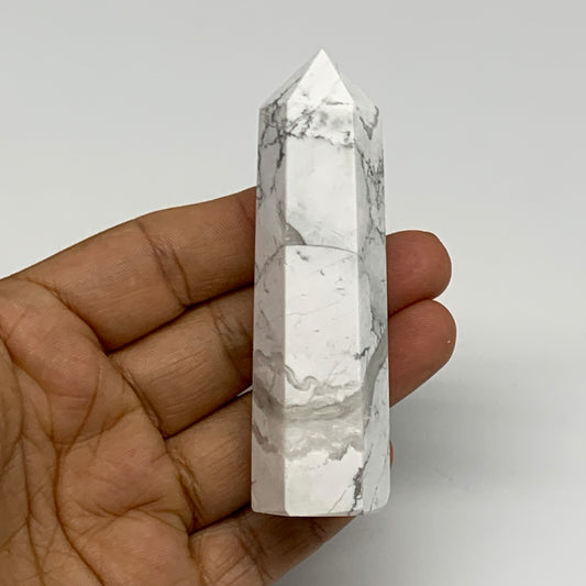 82.1g, 3.3"x0.9"x0.8", Natural Howlite Point Tower Obelisk Crystal, B29085