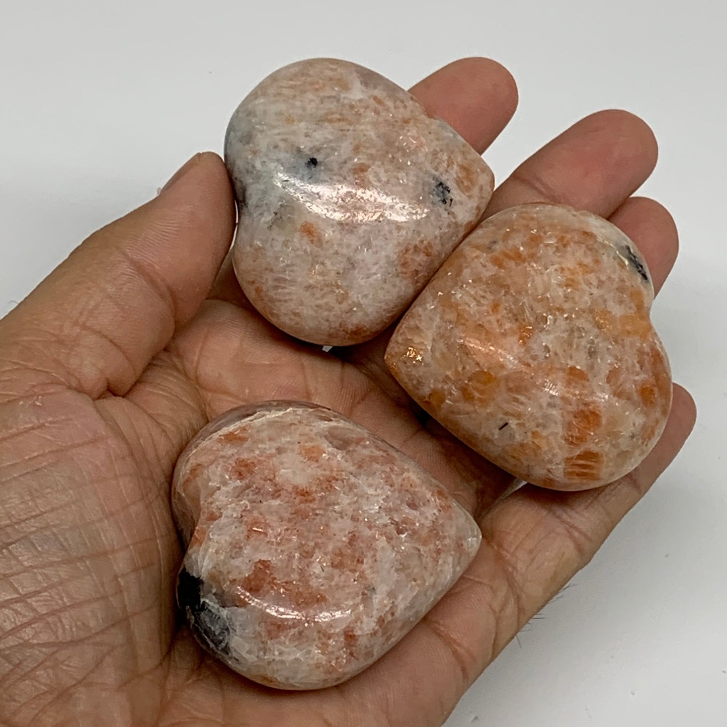 1030g (2.27 lbs) ,15 pcs, 1.6"- 1.9", Sunstone Hearts from India, B34798