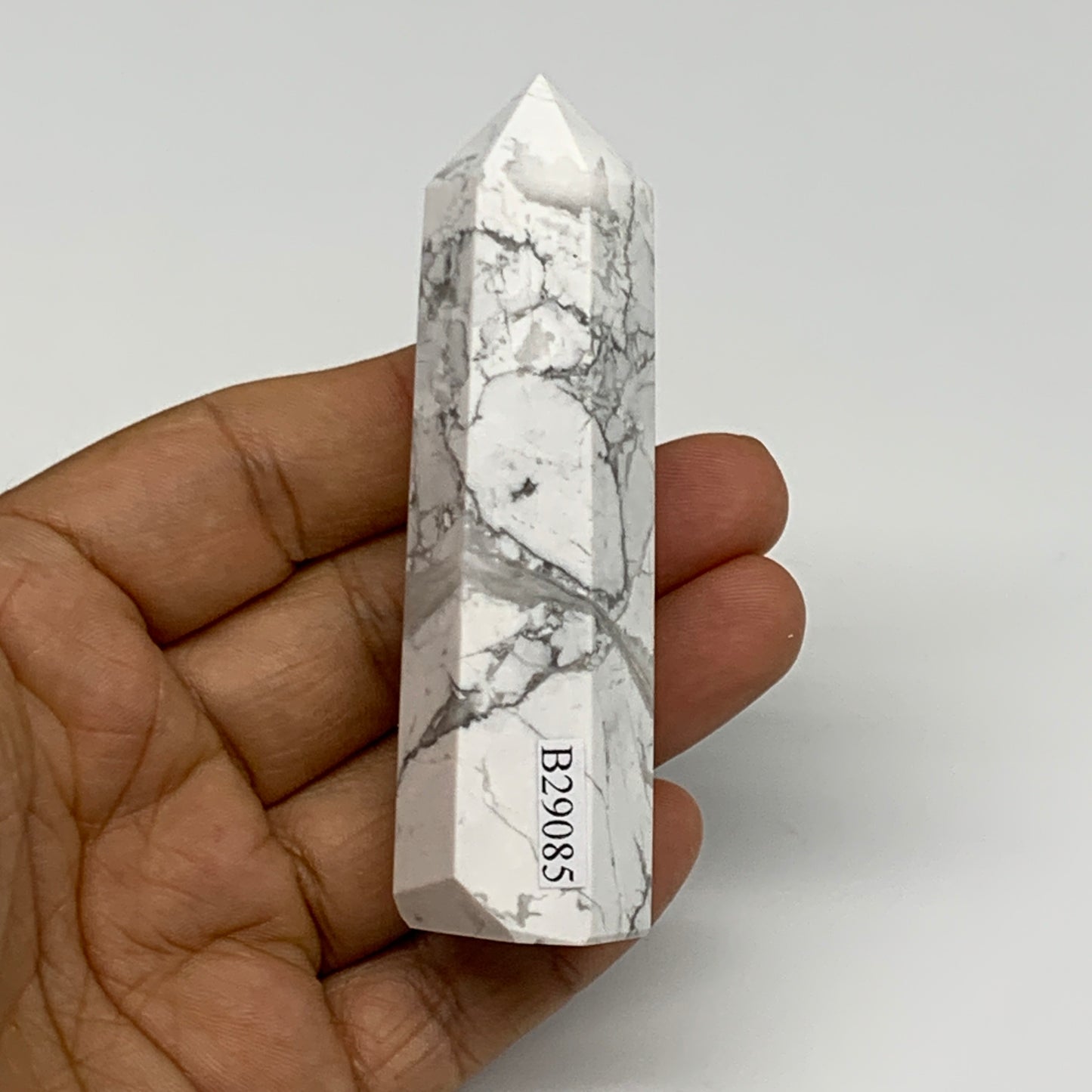 82.1g, 3.3"x0.9"x0.8", Natural Howlite Point Tower Obelisk Crystal, B29085