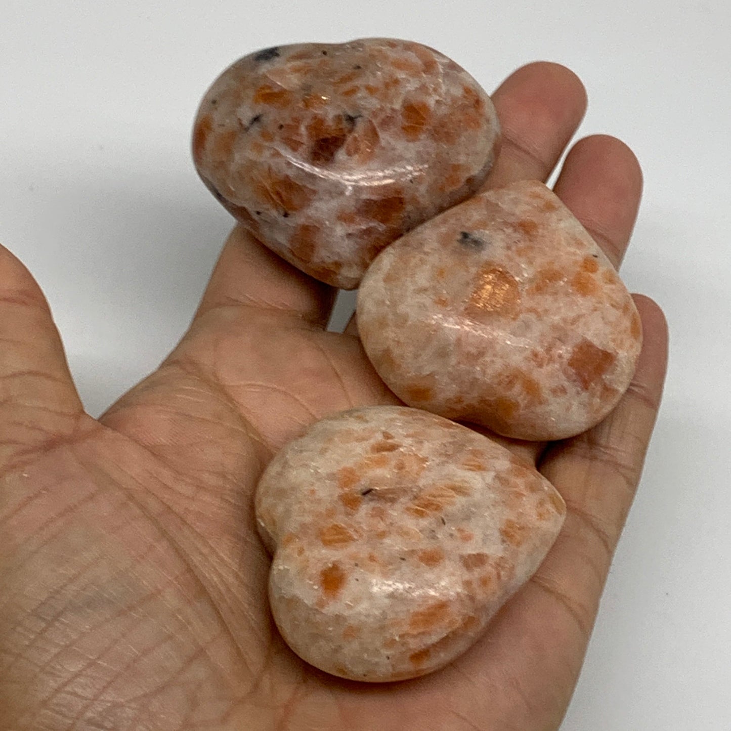 1030g (2.27 lbs) ,15 pcs, 1.6"- 1.9", Sunstone Hearts from India, B34798