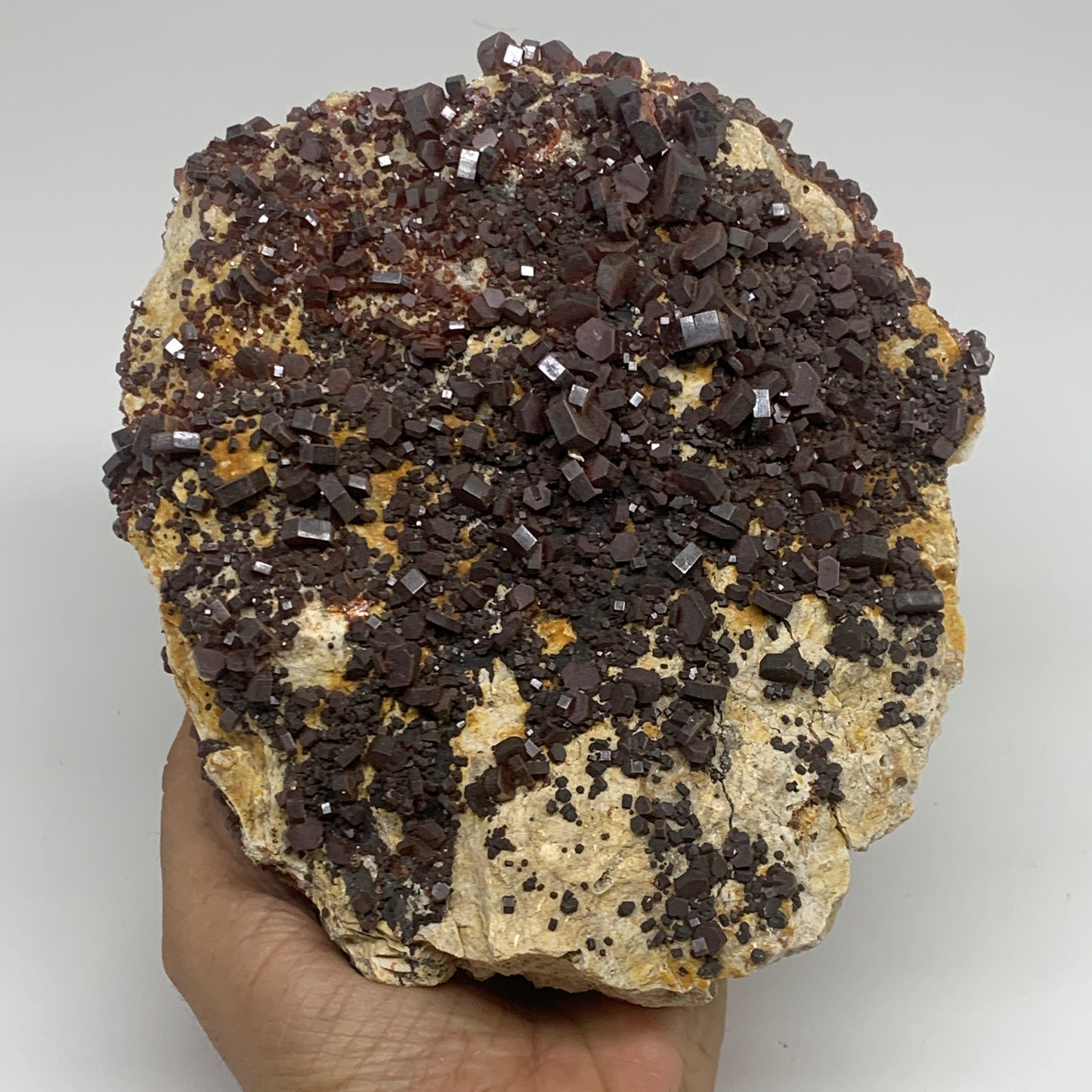 6.56 lbs, 7.2"x5.8"x3.2", Vanadinite Crystals Cluster Mineral Specimens, B34011